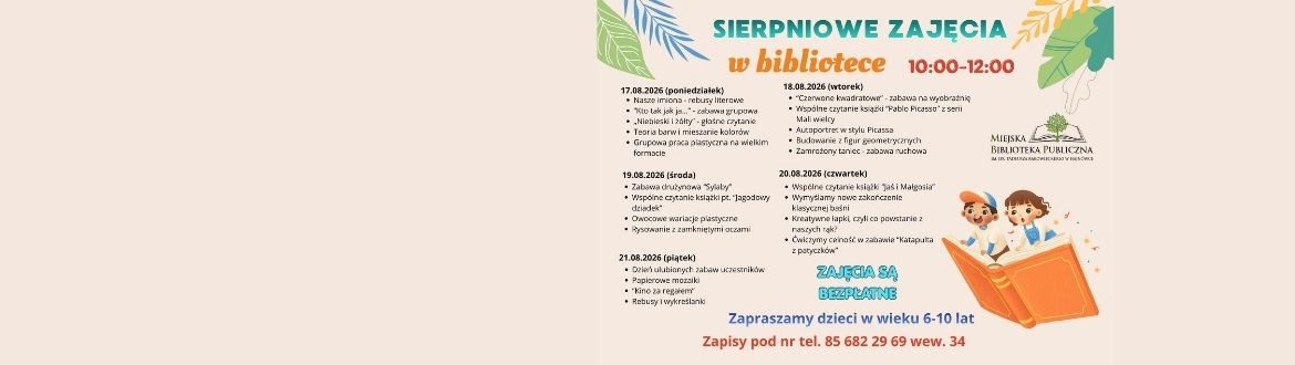 Zapisy na sierpniowe zajęcia w bibliotece